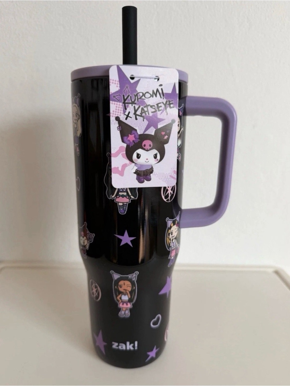 Sanrio Kuromi X Katseye 30oz Spill Proof Tumbler Cup Limited Edition Black NWT